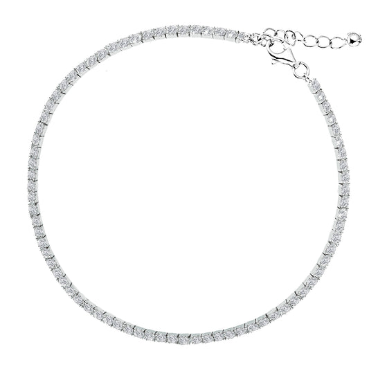 Ritastephens Sterling Silver 3mm Italian CZ Adjustable Cubic Zirconia Tennis Foot Chain Ankle Bracelet Anklet – 9" to 10" Adjustable Length