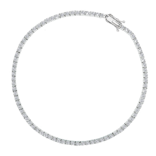 Ritastephens Sterling Silver Italian Cubic Zirconia Tennis Ankle Bracelet – Elegant 3mm Anklet in 7” & 10” Sizes, High-Quality Sterling Silver Jewelry