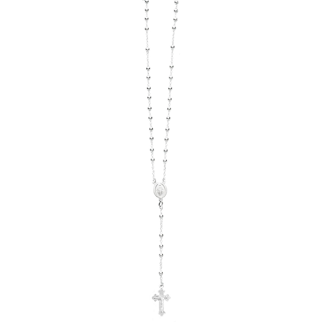 STERLING SILVER SMALL ROSARY BEAD NECKLACE – offthemap219