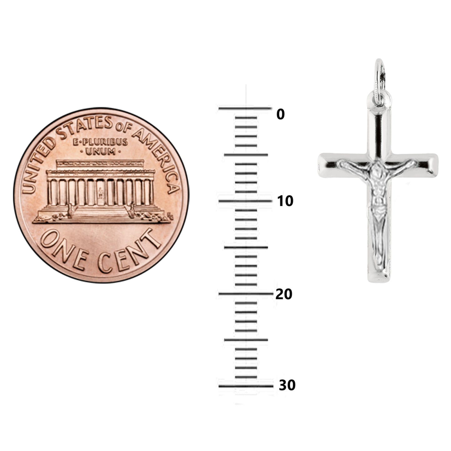 Children's Sterling Silver Baby Cross Crucifix Pendant Necklace 16"