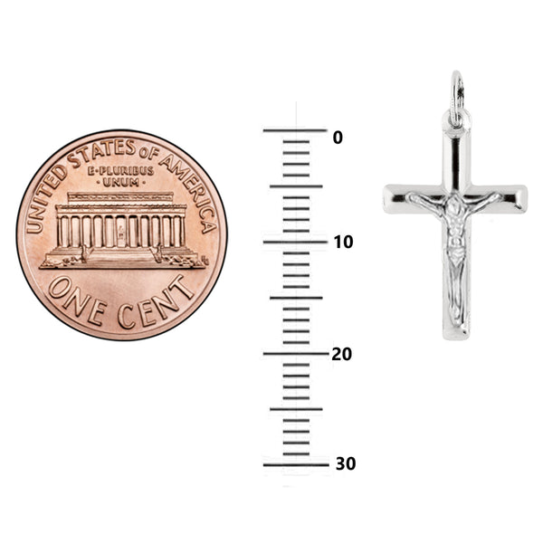 Children's Sterling Silver Baby Cross Crucifix Pendant Necklace 16"