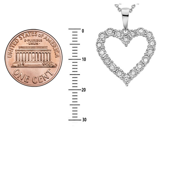 Ritastephens Sterling Silver Diamond Heart Charm Pendant Necklace