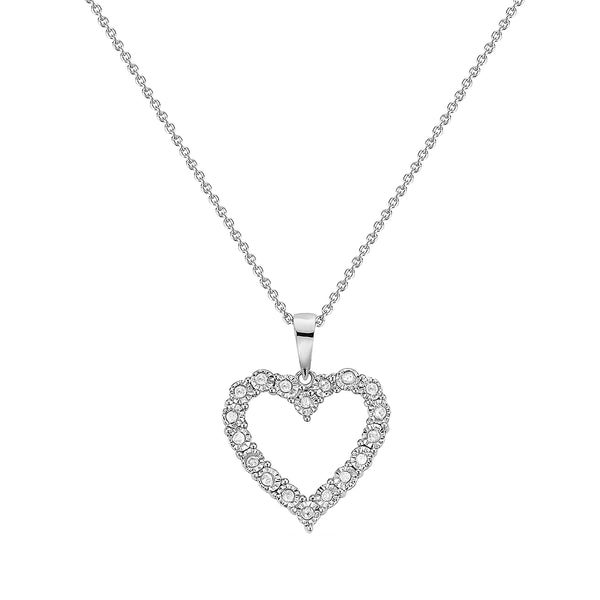 Ritastephens Sterling Silver Diamond Heart Charm Pendant Necklace