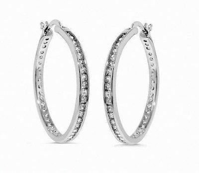 Sterling silver 925 cubic zirconia stones hoop earrings
