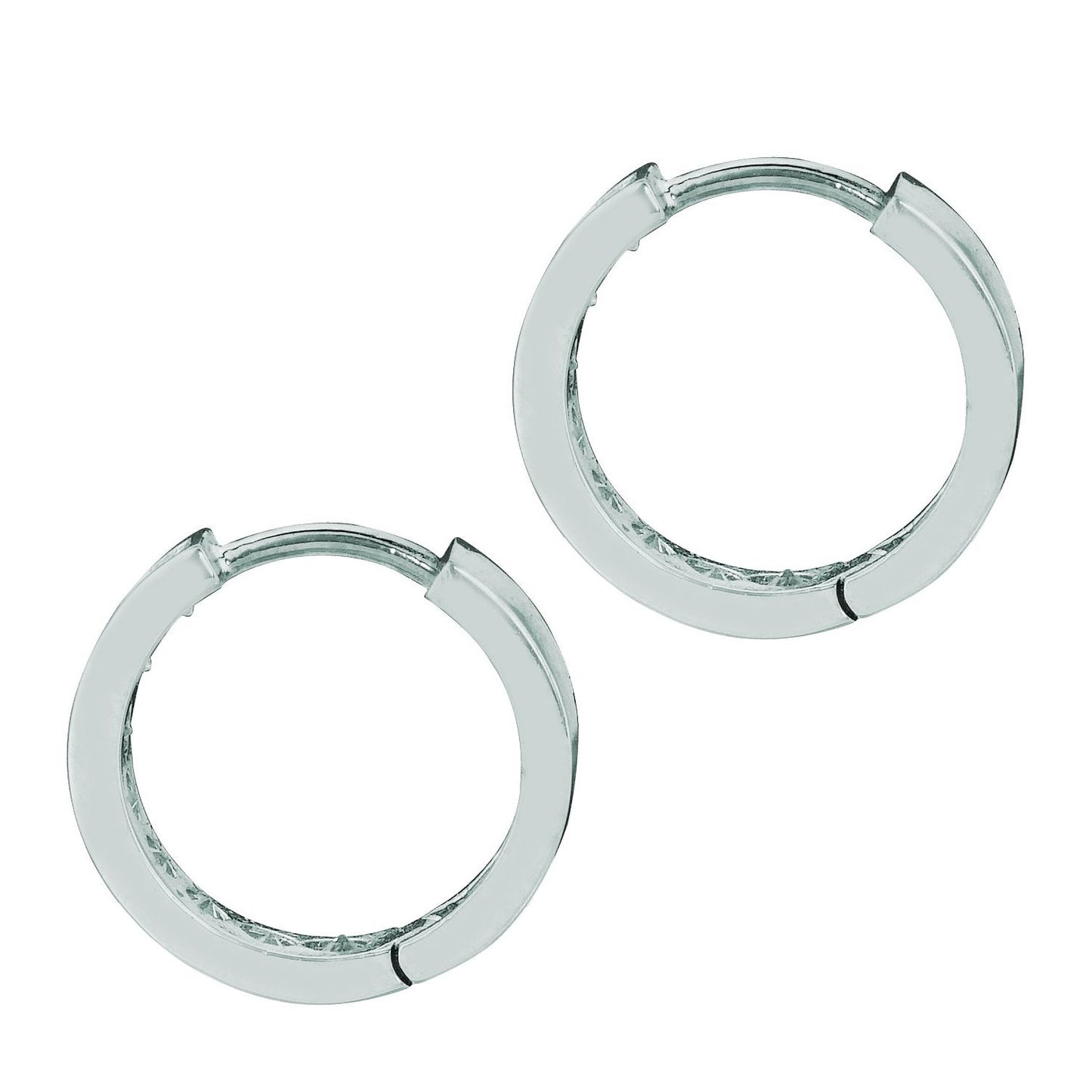 Sterling silver 925 small hoop earrings with clear cubic zirconia crystals in the front of the hoop