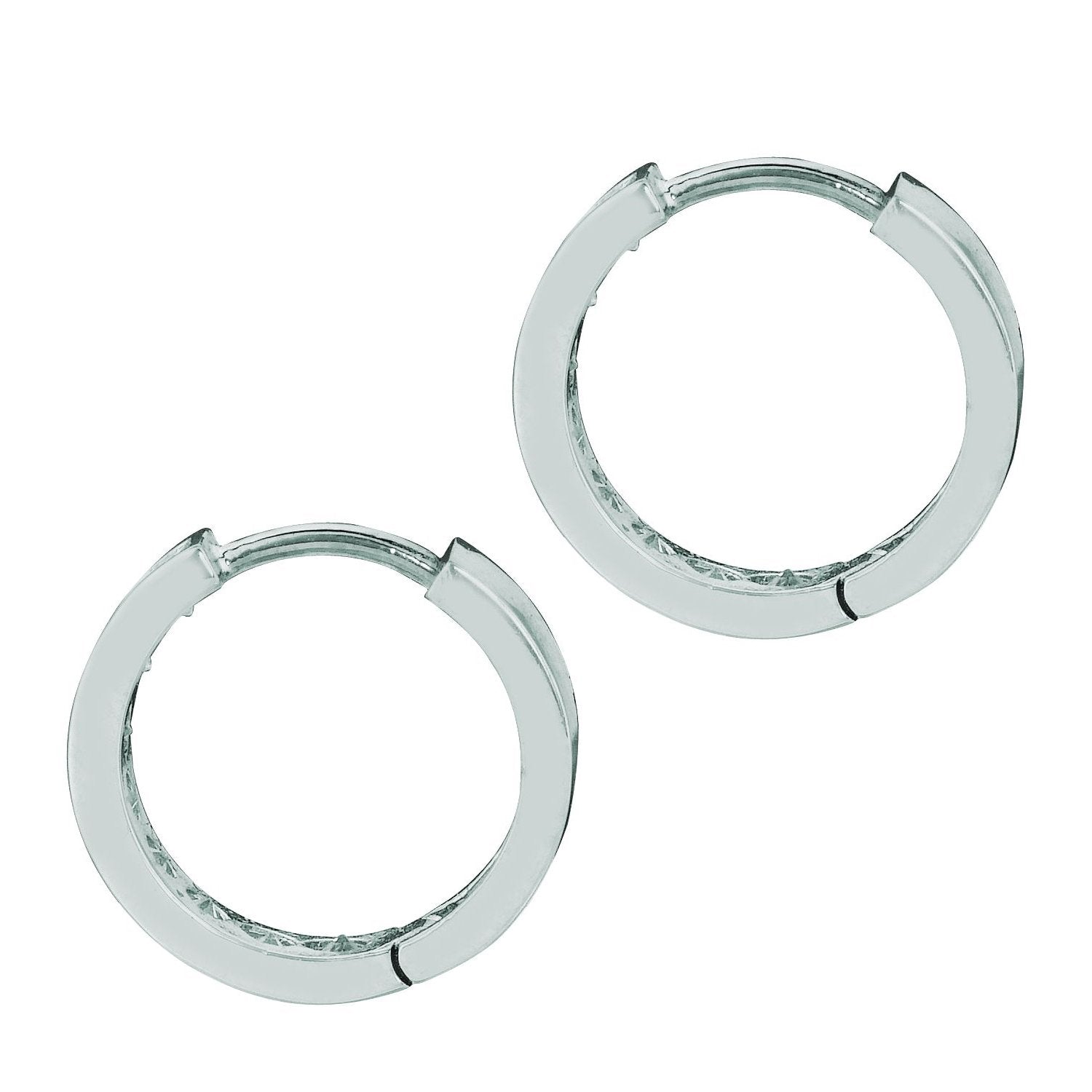 Sterling silver 925 small hoop earrings with clear cubic zirconia crystals in the front of the hoop