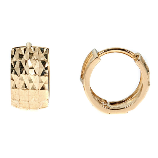 Ritastephens 14K Real Gold Huggy Earrings – 6x11.3mm Diamond-Cut Huggies Hoops, Shiny and Elegant Gold Huggie Hoops, Compact Design with Brilliant Sparkle
