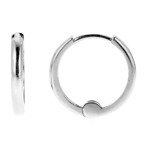 14k Solid White Gold Baby Huggy Huggies Hoops Earrings 1.5x9mm (Small)