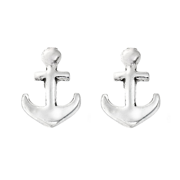Sterling Silver Mini Anchor Stud Small Earrings 8x6mm