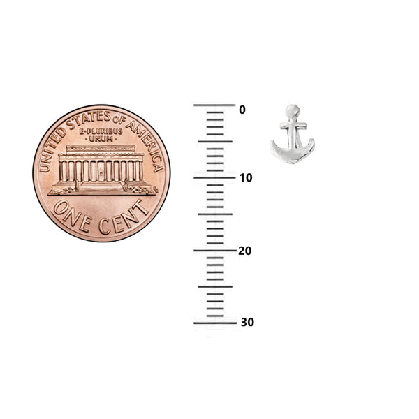 Sterling Silver Mini Anchor Stud Small Earrings 8x6mm