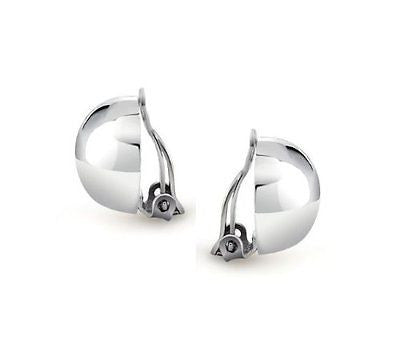.925 Sterling Silver Half Bead Ball Earring Clip On Earrings 14mm