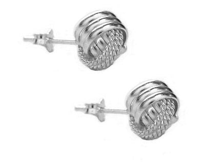 Ritastephens .925 Sterling Silver Love Knot Earrings – 9.5mm Small Dainty Silver Studs Hypoallergenic, Minimalist, Classic Gift-Ready Jewelry with Gift Box