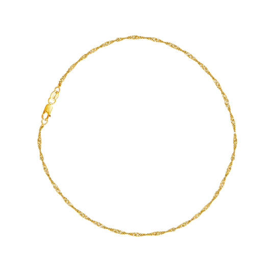 Ritastephens Elegant 14k Yellow Gold Sparkle Singapore Chain Anklet Bracelet – 10 Inch, 1.5mm, Lightweight & Classic Fine Gold Jewelry”