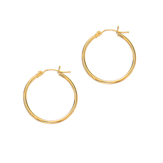 Ritastephens 14K Yellow Gold Tubular Hoop Earrings - 25x2mm, Classic & Elegant Real Gold Hoops, Thin, Lightweight, Timeless Design, Everyday Gold Jewelry, 14K Gold Hoop Earrings