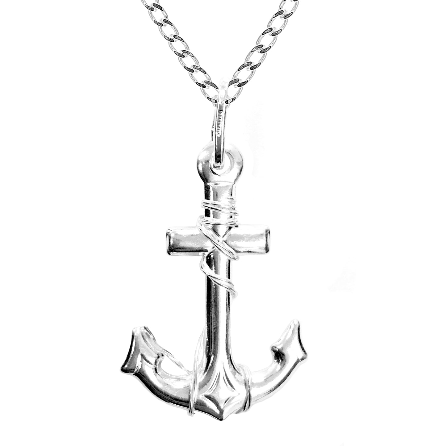 Ritastephens Sterling Silver Marine Anchor Cross Pendant Necklace - Available in 20" & 24" Lengths