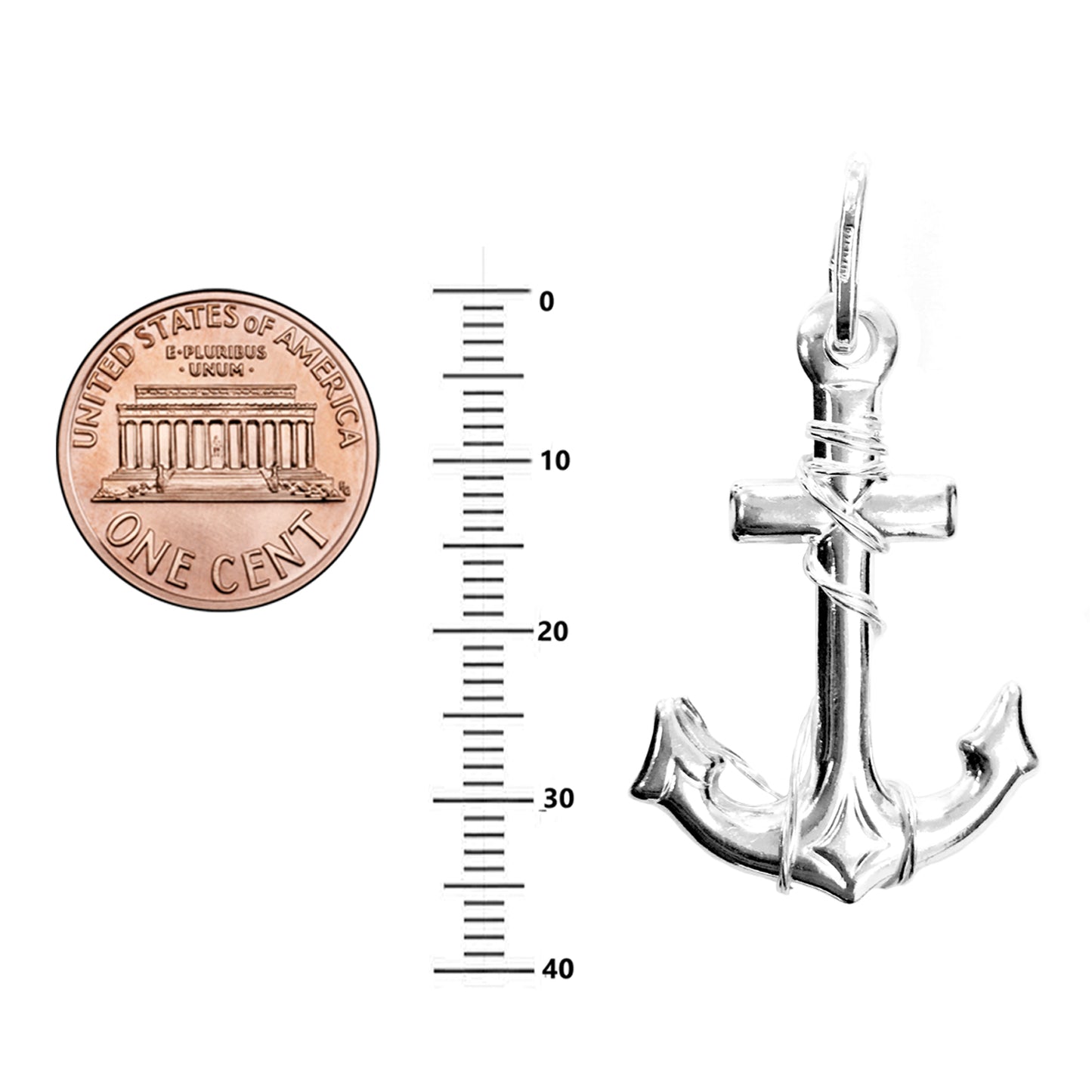 Ritastephens Sterling Silver Marine Anchor Cross Pendant Necklace - Available in 20" & 24" Lengths