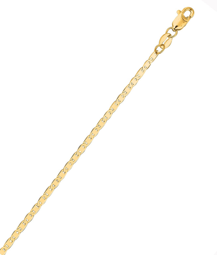 14k Real Yellow Gold Mariner Chain Anklet Ankle Bracelet 10" 1.7mm