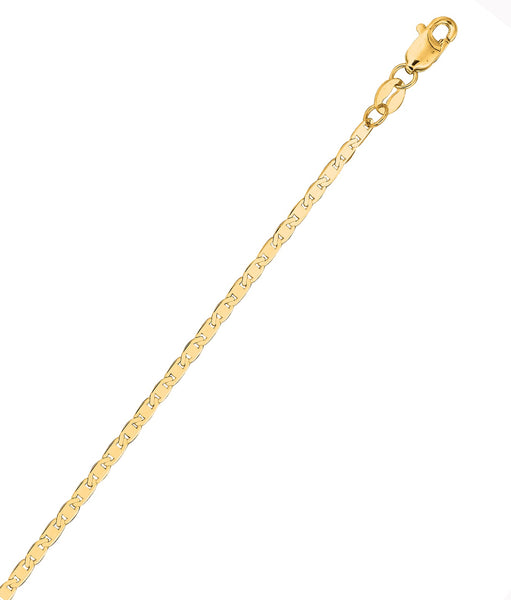 14K Real Yellow Gold Mariner Chain Anklet Ankle Bracelet 10" 1.7mm New