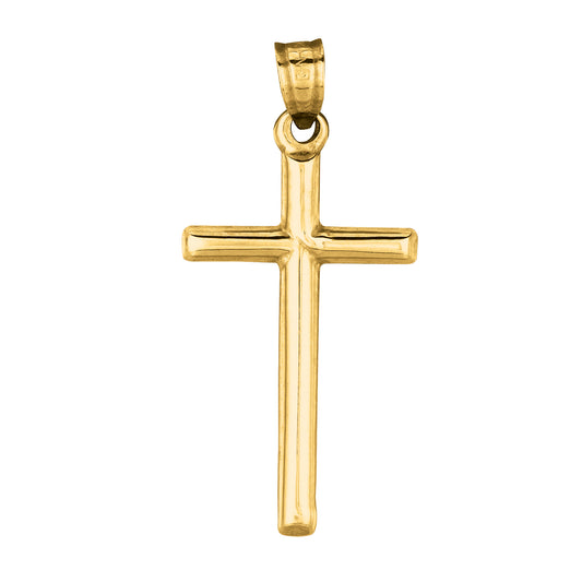 Ritastephens 14K Real Yellow Gold Shiny Polished Cross Charm Pendant | Elegant Religious Jewelry