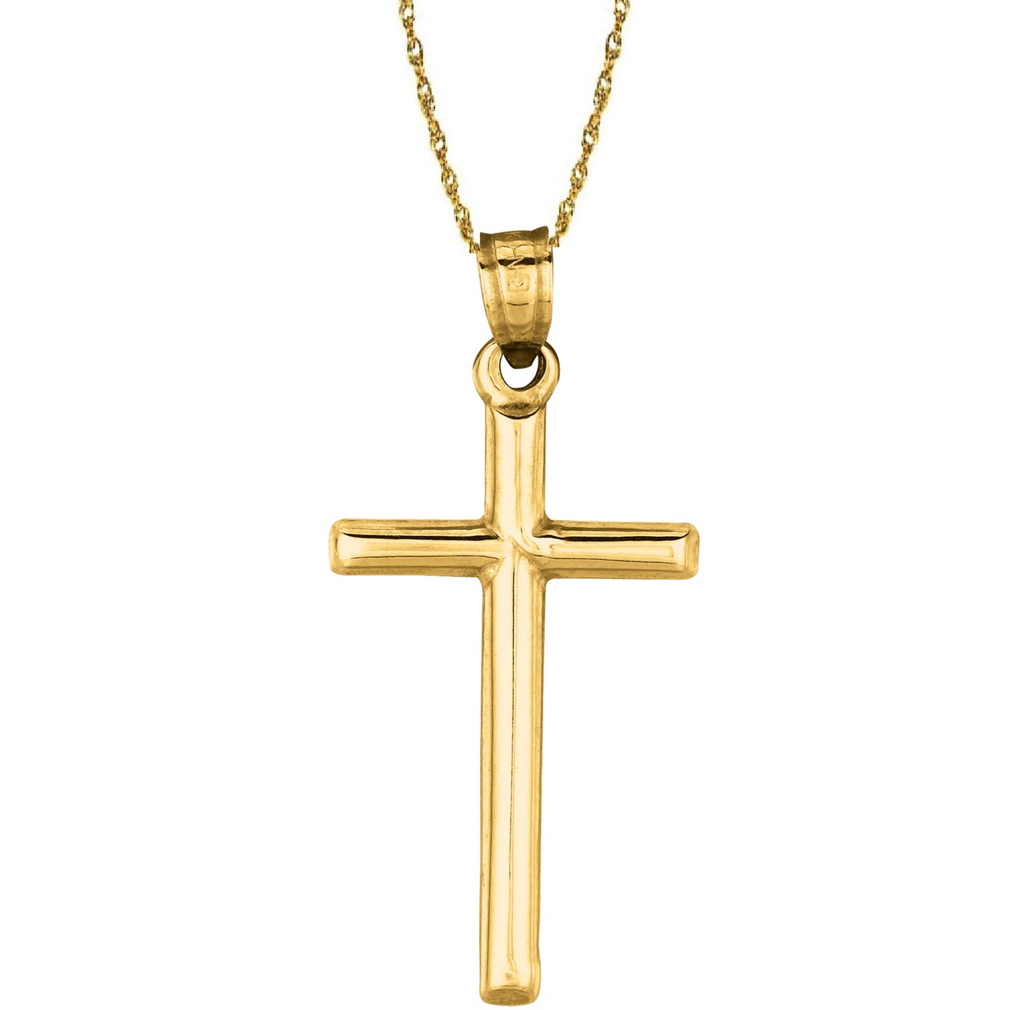 Ritastephens Elegant 14K Gold Tubular Cross Charm Necklace - 18 Inch Chain, Classic and Stylish Cross Pendant, Premium Religious Jewelry, Timeless Faith-Based Accessory