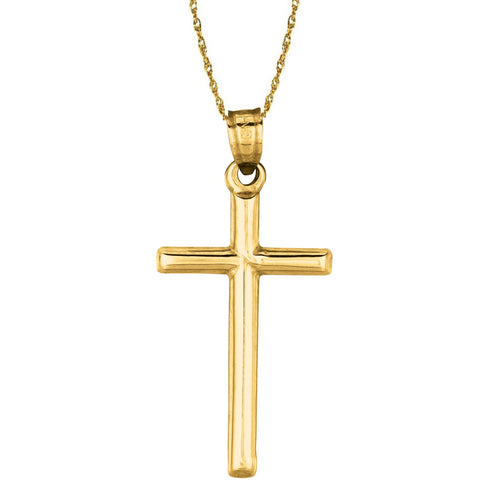 Ritastephens 14K Gold Tubular Regular Cross Charm Necklace 20"