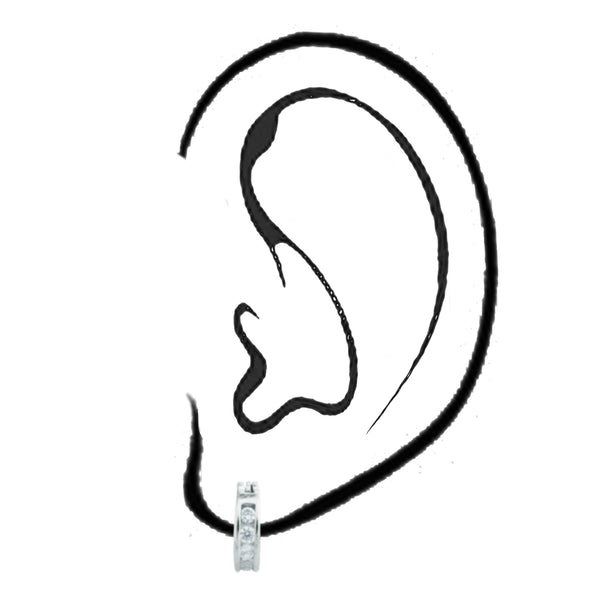 Sterling Silver CZ Hoop Huggie Earrings Baby Hoops Childrens 3X12mm