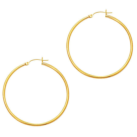 Ritastephens 14K Yellow Gold Tubular Jumbo Hoop Earrings - 45x2mm, Classic & Elegant Real Gold Hoops, Large Stylish Design, Timeless Lightweight, Versatile Everyday Jewelry
