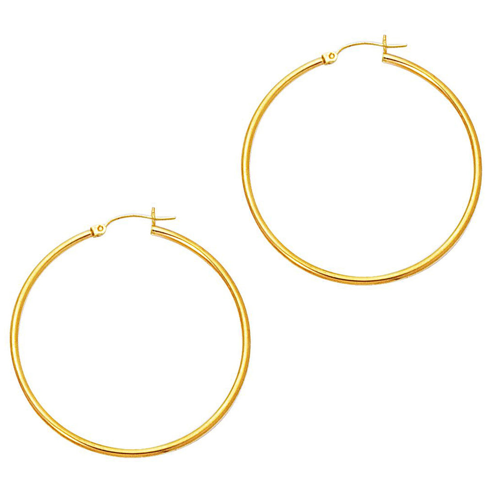 14K Real Yellow Gold Hoops Hoop Earrings Tubular Jumbo 45x2mm