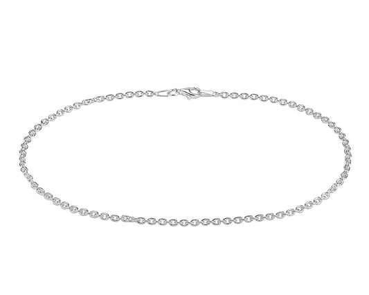 Ritastephens Anklet bracelet Cable Link style Chain, Classic plain Elegant High-Quality Designed Durable Italian 11 inches long  Steling Silver 925