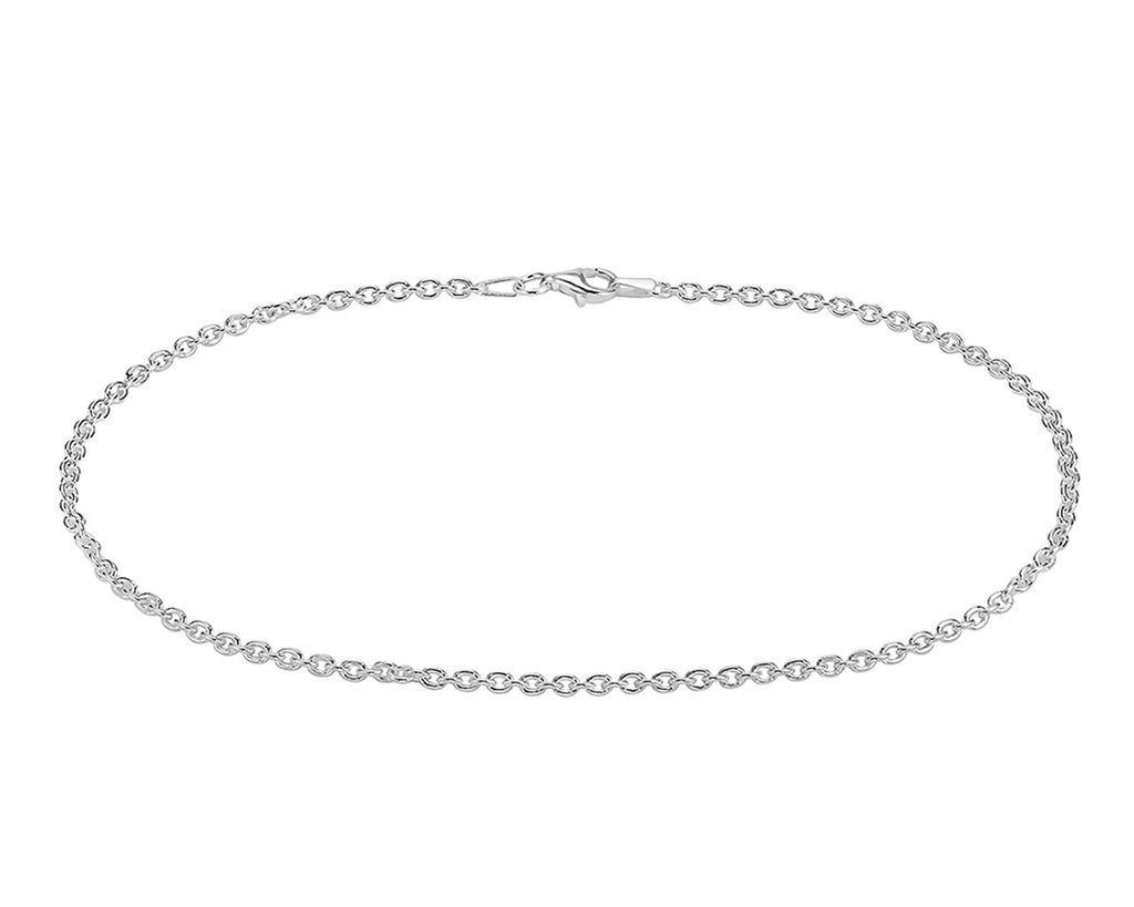 Ritastephens Italy Sterling Silver Sturdy Cable Link Chain Anklet