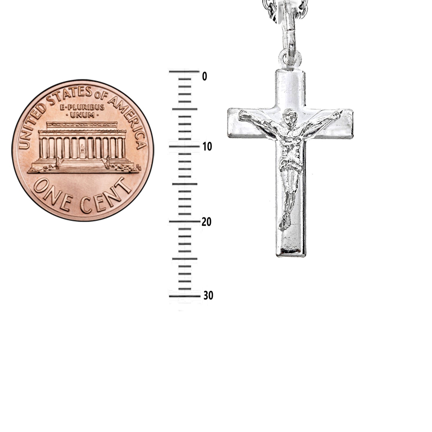 Ritastephens Elegant Sterling Silver Small Square Edge Crucifix Cross Pendant Necklace – 25x15mm Charm