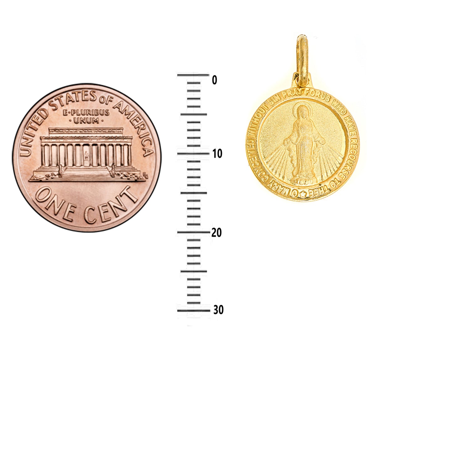 Ritastephens Radiant Round Miraculous Mary Medal Pendant Necklace - 18" Sterling Silver with Gold-Tone Overlay, 16mm, Meaningful Faith Jewelry Gift"