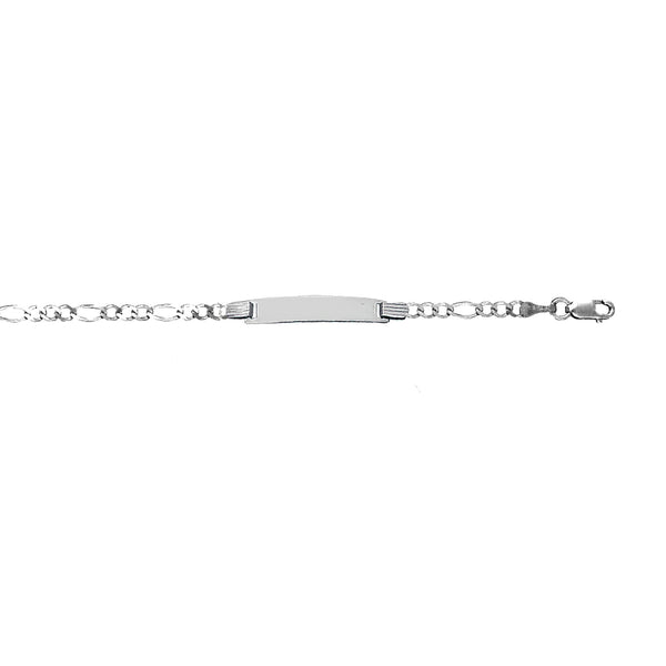 .925 Sterling Silver Kids Children Baby ID Bracelet Figaro Chain Engraveable 6"