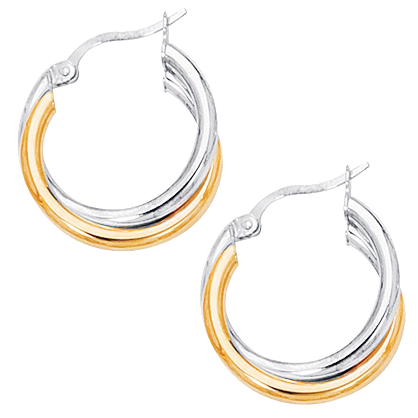 Ritastephens  Sterling Silver Gold Plated Two-Tone Intertwined Hoop Earrings – Small, Regular, and Large Sizes, Polished Gold and Silver Hoops, Elegant Mixed Metal Earrings, Chic and Stylish Classic Hoops