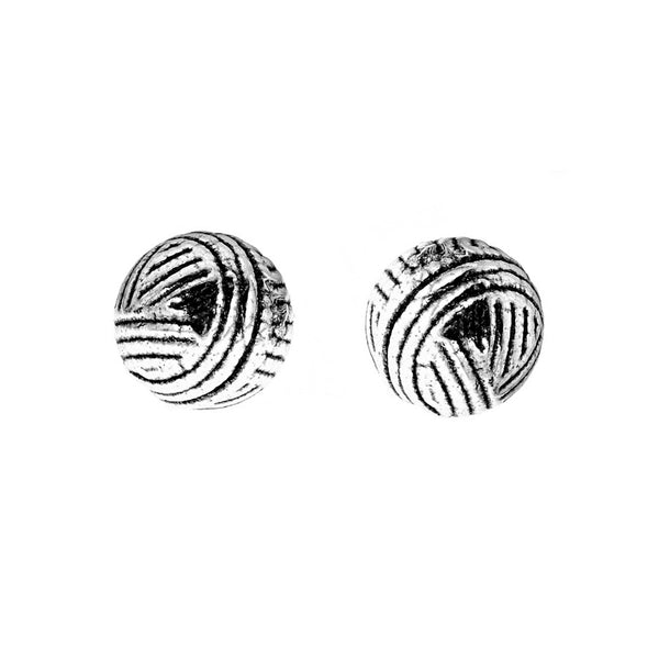 Sterling Silver Small Oxidized Textured Spherical Ball Mini Stud Earrings 8.5mm