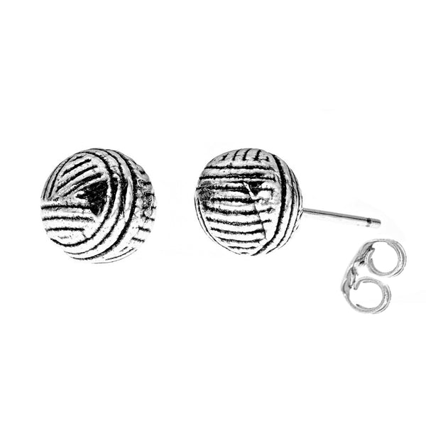 Sterling Silver Small Oxidized Textured Spherical Ball Mini Stud Earrings 8.5mm