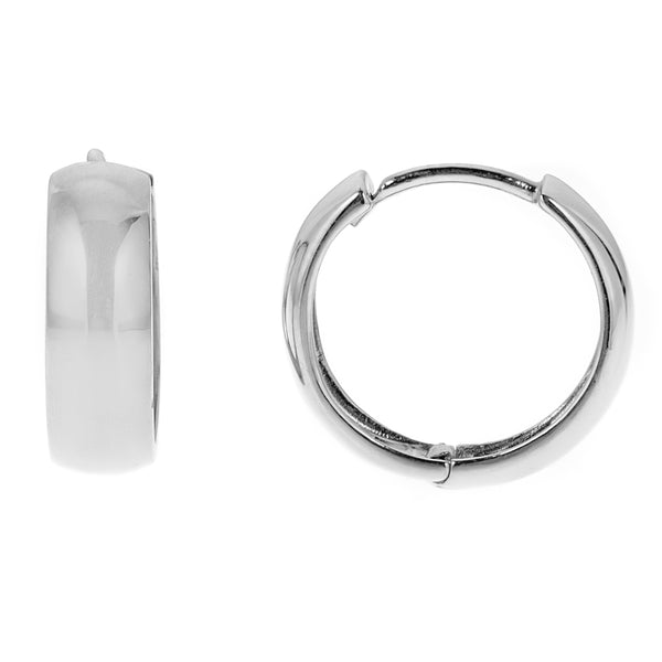 Ritastephens Sterling Silver Wide Shiny Huggie Polished Hoop Earrings 14.5mm