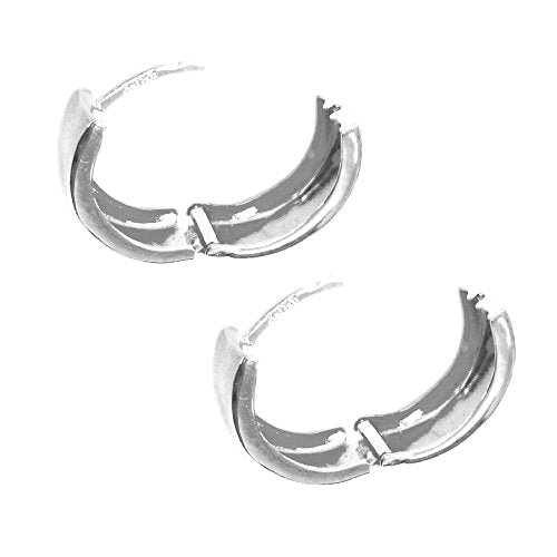 Ritastephens Sterling Silver Wide Shiny Huggie Polished Hoop Earrings 14.5mm