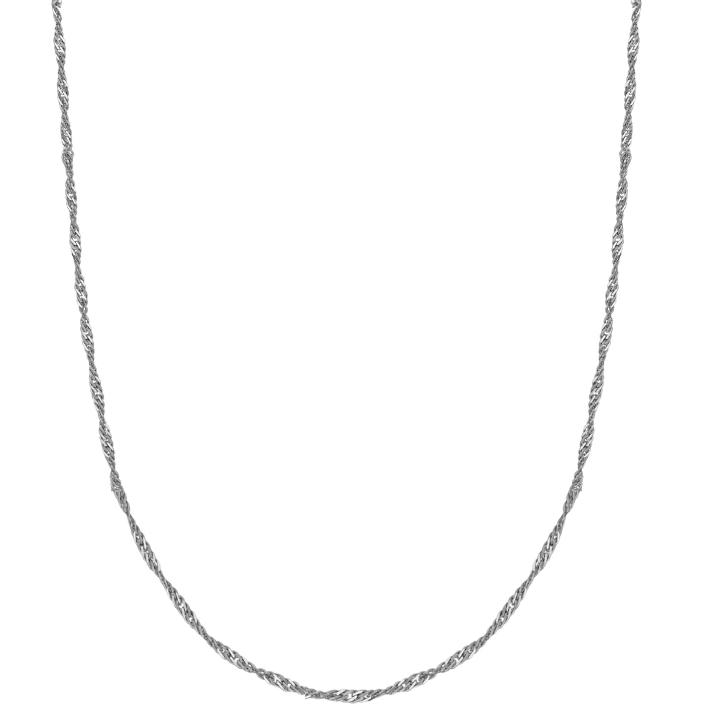 Ritastephens Exquisite 10k Solid White Gold Singapore Chain Necklace - Elegant 1.5mm Design