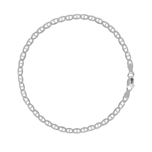 Ritastephens Sterling Silver Mariner Chain Anklet – Elegant 4 mm Chain, Adjustable 10-11 Inch Length, Classic Design, High-Quality Silver Jewelry