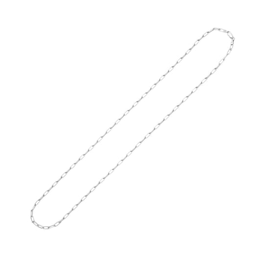 Ritastephens Elegant Rhodium-Plated Silver Link Necklace with Diamond Cut Paperclip Design – Available in 18", 20", 24", and 30" Lengths