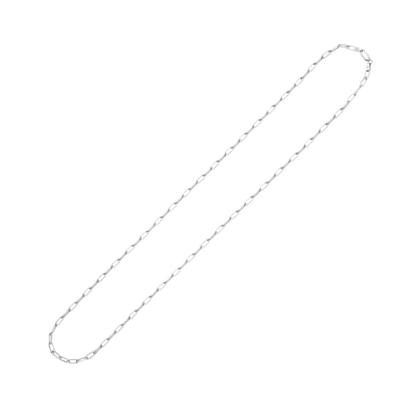 Sterling Silver 2.95mm Rohdium Finish Diamond Cut Paperclip Link Chain Necklace (18", 20", 24", 30")