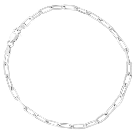 Ritastephens Elegant Sterling Silver Paperclip Link Anklet – Modern Design with Subtle Shine, High-Quality Polished Silver, and Adjustable Fit for a Sophisticated, Luxurious Accessory
