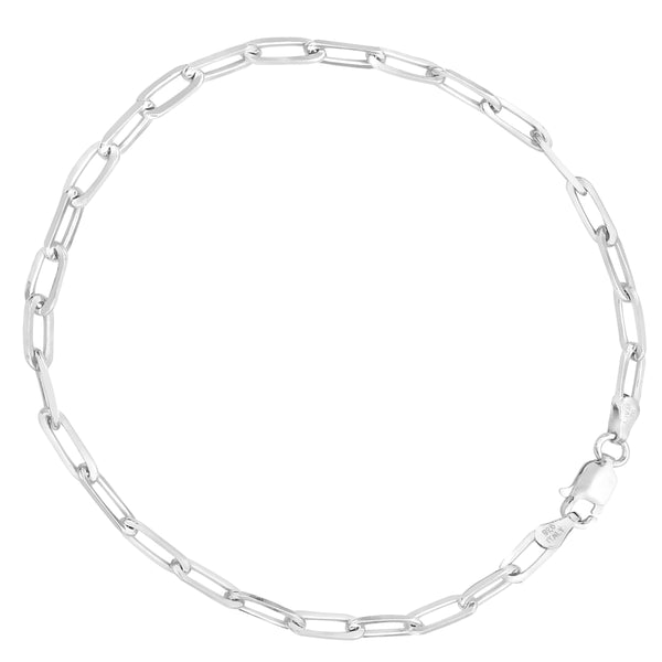 Sterling Silver Polished Paperclip Link Chain Bracelet 3.5 mm