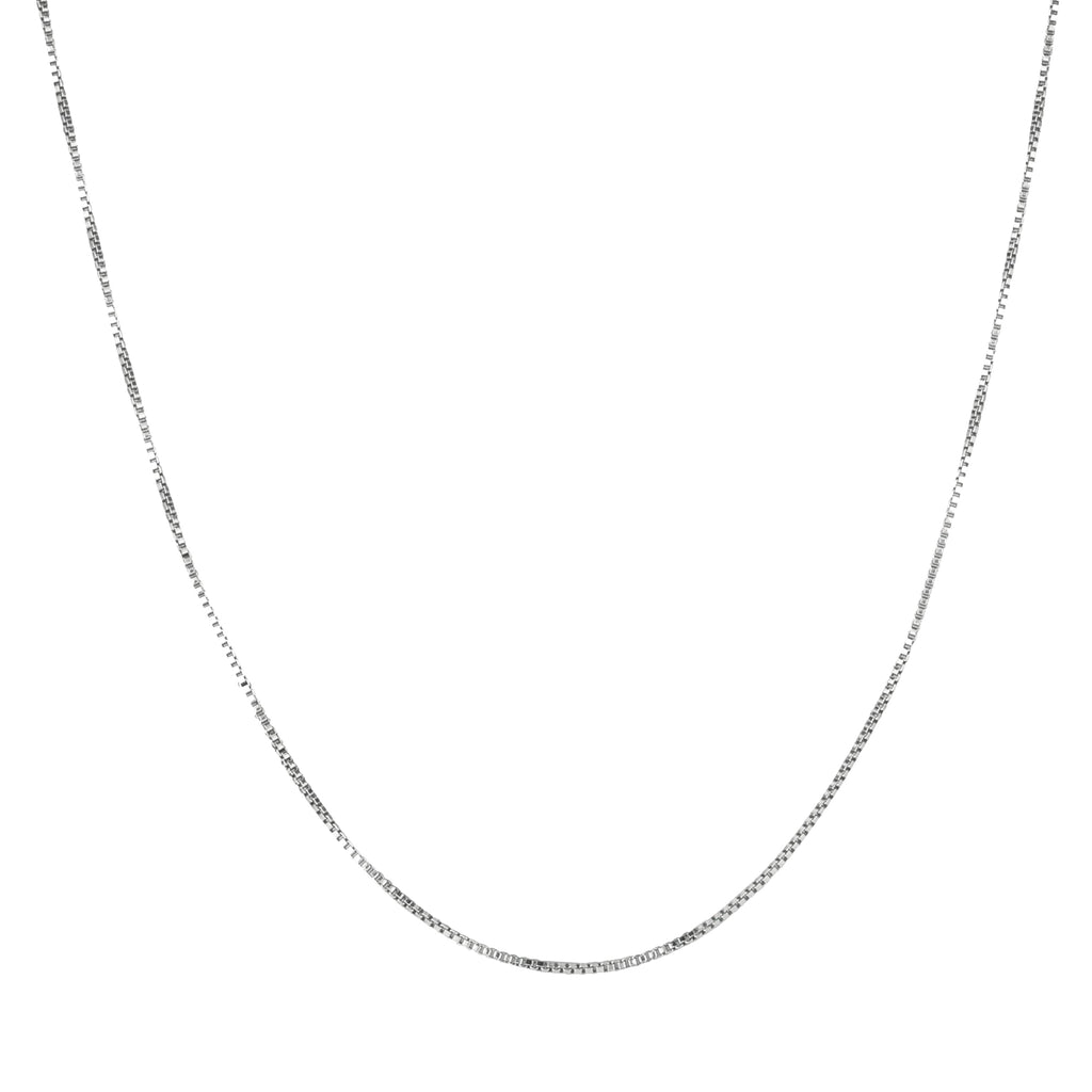 Sterling Silver Box Chain Necklace 0.7mm Width (16 or 18 Inches)      