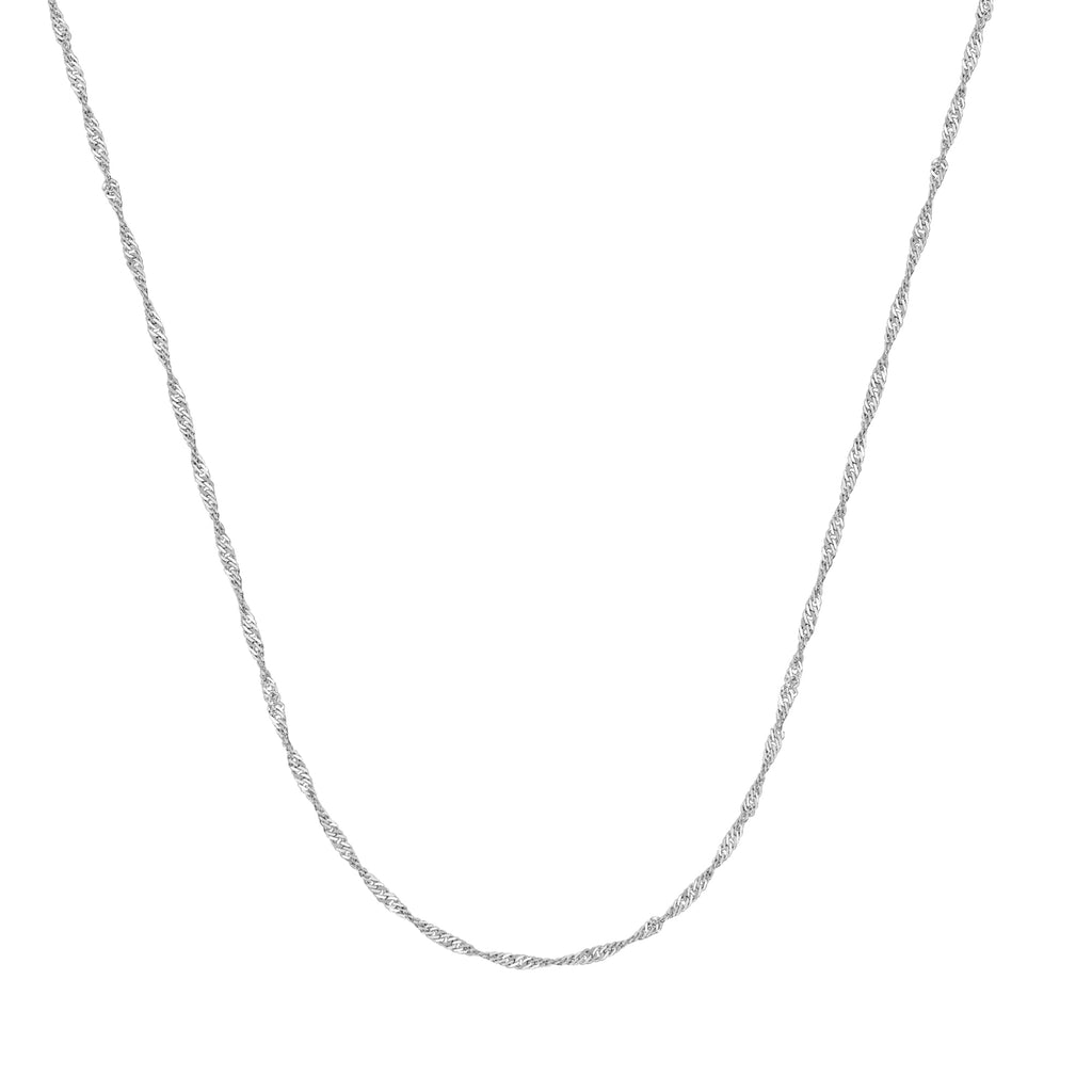 Sterling Silver Singapore Chain Necklace 1.1mm Width (16 or 18 Inches)