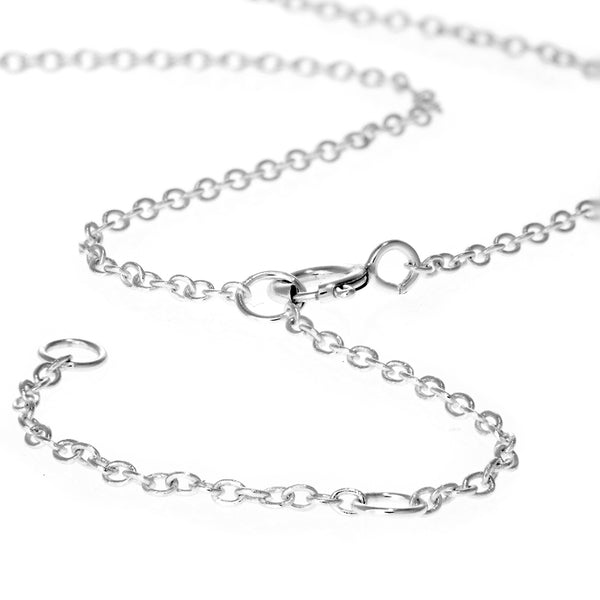 Sterling Silver Curved Sideways Cross Necklace 16"-18" Adjustable