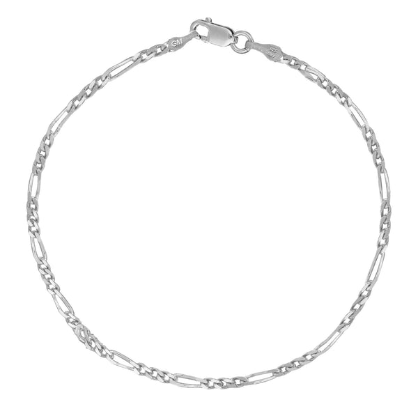 Sterling Silver Figaro Anklet Ankle Bracelet 10" Lobster Lock