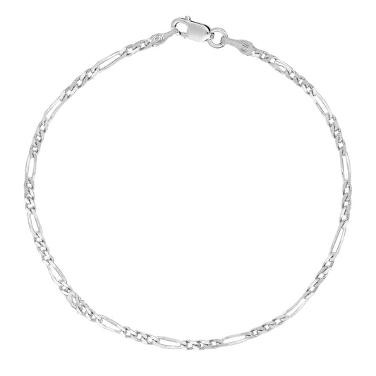 Ritastephens Sterling Silver Figaro Anklet 10 Inches – Elegant 3mm Chain Ankle Bracelet for Stylish Footwear