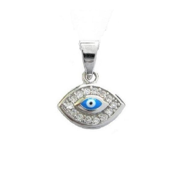 Sterling Silver Evil Eye Good Luck Cubic Zirconia Pendant Charm
